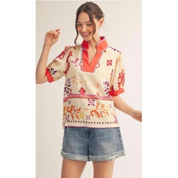 BLUSA CREMA FLOR